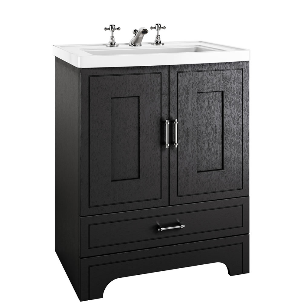 Imperial Fradley Matt Black Freestanding 2 Door & 1 Drawer Vanity Unit & Radcliffe Basin